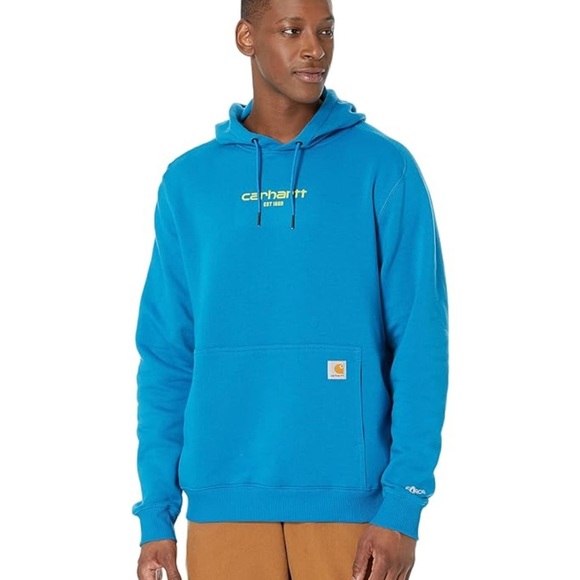 2023 Reléase Carhartt Force Sky Blue Sweatshirt with Gold Logo 2XL - Picture 1 of 9